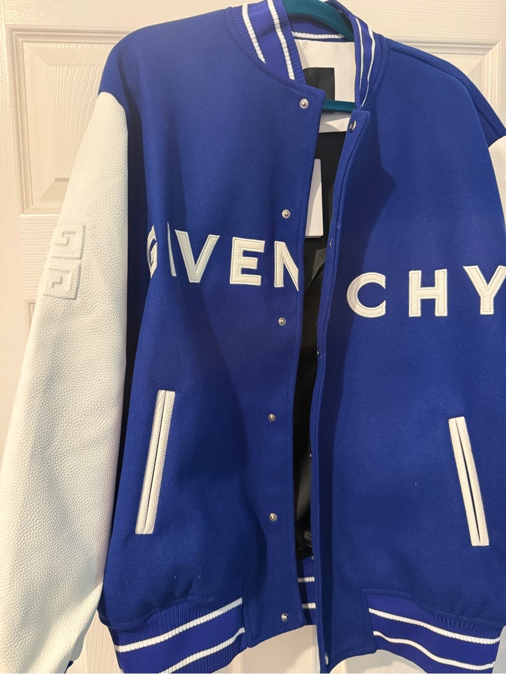 Givenchy Royal Blue & White Varsity Jacket with Black Interior Accents